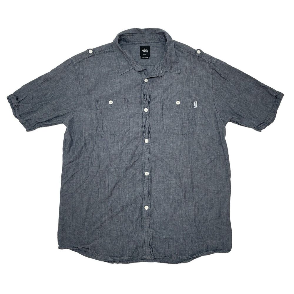 Stussy Gray Casual Button Down Shirt